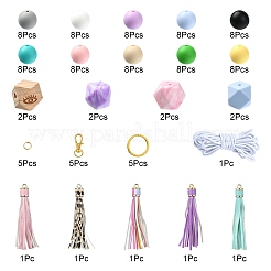 DIY Tassel & Silicone Beaded Keychain Making Kit&nbsp;DIY-YW0008-57