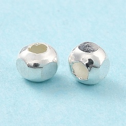 925スターリングシルバービーズ  ファセット（4ファセット）ラウンド  銀  3mm  穴：2mm  約200個/10g&nbsp;STER-Z001-011A-S