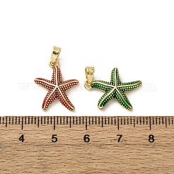 真鍮製エナメルペンダント  ヒトデのチャーム  ゴールドカラー  ミックスカラー  17~17.5x14.5~15x3.5mm  穴：4x2.5mm&nbsp;KK-F912-08G