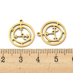 201 ステンレススチール製リリスの印章ペンダント  レーザー切断  ゴールドカラー  フラットラウンド  17x15x1mm  穴：1.2mm  5個/袋&nbsp;FIND-Z017-01B