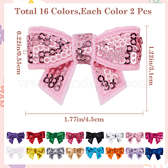32色のスパンコールレザーリボン16個  装飾アクセサリー  ミックスカラー  45x31x5.5mm  2個/カラー&nbsp;DIY-GF0009-91