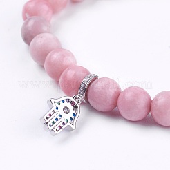 Natural Pink Opal Charm Bracelets&nbsp;BJEW-L647-05