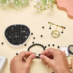 100個の天然ブラックトルマリンラウンドビーズ、強力な伸縮性のあるビーズ弾性糸付き  8mm  穴：1mm&nbsp;G-SZ0002-30