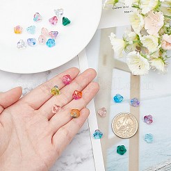 24個12色透明チェコガラスビーズ  花  ミックスカラー  8x10mm  穴：2mm&nbsp;GLAA-SC0001-53