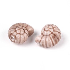 ハンドメイドの磁器セラミックビーズ  光沢釉の磁器  シェル形状  キャメル  14x12x7.5~8mm  穴：2~2.5mm&nbsp;LS-PORC-T133-25F