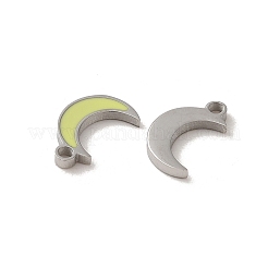 304ステンレススチールエナメルチャーム  ムーンチャーム  ステンレス鋼色  8.5x5.5x1mm  穴：1mm&nbsp;STAS-L022-333P