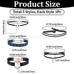 5Pcs 5 Styles Alloy Pendant Imitation Leather Cord Layer Necklaces&nbsp;NJEW-CL0005-15