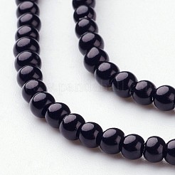 ガラスパールビーズ連売り  パールカラーの  ラウンド  ブラック  3~4mm  穴：1mm  約190~200200個/連  25.59インチ（65cm）&nbsp;HY-3D-B20