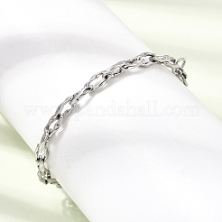 4.5mm 304ステンレススチール製ツイストオーバルリンクチェーンブレスレット（男女兼用）  変色なし  ステンレス鋼色  6.61インチ（16.8cm）&nbsp;SA-CBAB767-17B-P