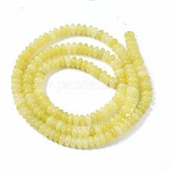 天然石レモンジェイド翡翠ビーズ連売り  ロンデル  4~5x2mm  穴：0.8mm  約170~175個/連  14.96~15.35インチ（38~39cm）&nbsp;G-S366-115