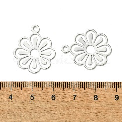 シーグレース真鍮ペンダント  花のチャーム  カドミウムフリーと鉛フリー＆ニッケルフリー  プラチナ  24x20x0.7mm  穴：2mm&nbsp;XGRQ5F543-797P