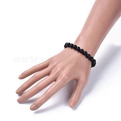 ナチュラルブラックストーンラウンドビーズストレッチブレスレット  艶消し  梱包箱  2-1/8インチ（5.3cm）&nbsp;BJEW-JB04174-05
