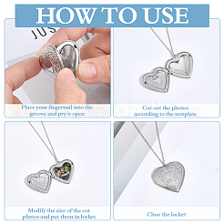 16Pcs 316 Stainless Steel Photo Locket Pendants&nbsp;STAS-ME0003-40
