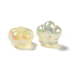 UVメッキレインボー虹色アクリルビーズ  花  レモンシフォン  13.7x14x8.5mm  穴：2.6mm&nbsp;PACR-M002-05B