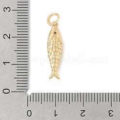 真鍮チャーム  ジャンプリング付きラインストーン  魚  14KGP本金メッキ  21x6x5mm  穴：3mm&nbsp;LS-STAS-V013-04G-1