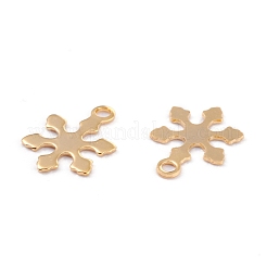 クリスマス 201 ステンレススチールチャーム  レーザー切断  スノーフレーク  18KGP本金メッキ  12x10x0.5mm  穴：1.4mm&nbsp;X-STAS-C017-26G