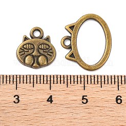 チベットスタイルの子猫のテーマ合金マンテル  ナマズ  アンティークブロンズカラー  鉛フリー＆カドミウムフリー  オーバル：18x15mm  カタログ番号：13x12.5mm  魚：20x6.5mm  穴：2mm&nbsp;MLF5053Y