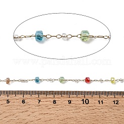 Handmade 304 Stainless Steel Chains with Faceted Rondelle Glass Beads&nbsp;CHS-K020-15G