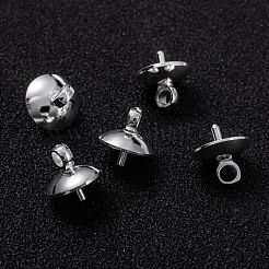 真鍮カップパールヒートンキャップピンペンダント  片穴パーツ用  長持ちメッキ  925銀メッキ  8.5x8mm  穴：2mm  ピン：1mm&nbsp;KK-H759-29D-S