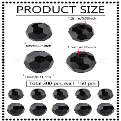 ガラスビーズ連売り  ファセット（32ファセット）  ラウンド  ブラック  6~8mm  穴：1.2~1.5mm  150個/スタイル&nbsp;EGLA-LP0001-13B