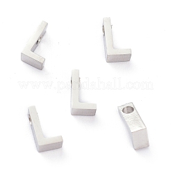 変色しにくい304ステンレススチールチャーム  アルファベット  ステンレス鋼色  文字L  8x4.5x3mm  穴：1.8mm&nbsp;STAS-K216-41L-P