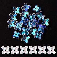 透明なスプレー塗装ガラスビーズ  ABカラーメッキ  キンモクセイの花  クリアAB  8x8x3mm  穴：0.9mm&nbsp;GLAA-YW0003-10