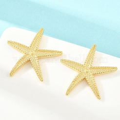 真鍮マイクロペーブクリアキュービックジルコニアスタッドピアス  ヒトデ  ラックめっき  長持ちメッキ  鉛フリー＆カドミウムフリー  18KGP本金メッキ＆ガンメタル  34x34mm&nbsp;KK-CBA960E-25G