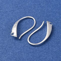 真鍮のピアスフック  カドミウムフリー＆鉛フリー  925銀メッキ  16.5x3mm  穴：1mm  ピン：0.8mm&nbsp;LS-KK-G604-03S