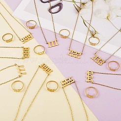 Number Pendant Necklace & Open Cuff Ring&nbsp;JX197A
