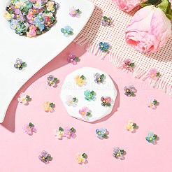 100本10色透明樹脂カボション  花  グリッターパウダー付き  ミックスカラー  15x14.5x6.5mm  10個/カラー&nbsp;FIND-CJ0004-67