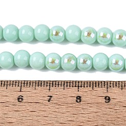 電気メッキオペークガラスビーズ連売り  ラウンド  虹メッキ  半分メッキ  アクアマリン  6~6.5mm  穴：0.8~1mm  約67~72個/連  14.57~15.35インチ（37~39cm）&nbsp;LS-EGLA-Q132-6MM-01C-11