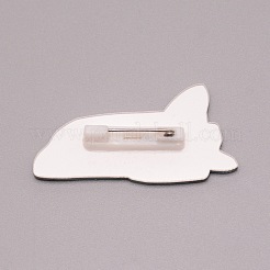 バックパックの服のための平面プラスチックブローチ  ホワイト  ライトブルー  22x44x7.5mm  ピン：0.7mm&nbsp;JEWB-TAC0007-17