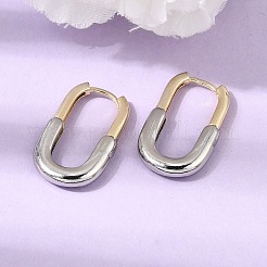 女性用楕円形真鍮フープピアス  ラックめっき  長持ちメッキ  カドミウムフリー＆鉛フリー  18KGP本金メッキ  25x15x3.5mm&nbsp;KK-CBAF3A5-08GP