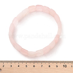 天然ローズクオーツ宝石ストレッチブレスレット  多面カット  長方形  2-3/8インチ（6cm）&nbsp;BJEW-F406-B04