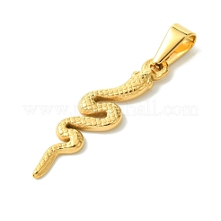 PVD真空メッキ304ステンレスペンダント  スネークチャーム  ゴールドカラー  31x8.5x2mm  穴：7x3.5mm&nbsp;STAS-L275-01B-G
