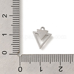 304ステンレススチールチャーム  レーザー切断  ステンレス鋼色  三角形  12x10x1mm  穴：1.2mm&nbsp;STAS-S144-01P-F