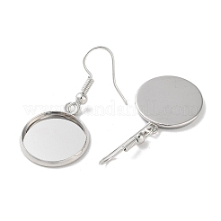 ラックメッキアイアンピアスフック  空白の丸いトレイ付き  フラットラウンド  プラチナ  38mm  ピン：0.7mm&nbsp;EJEW-D091-01D-P