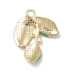 メッキ合金エナメルチャームラック  ライトゴールド  葉のチャーム  ミディアムアクアマリン  25x22x3mm  穴：2mm&nbsp;PALLOY-M199-16G