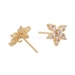 4 Pairs 2 Style Brass Micro Pave Clear Cubic Zirconia Stud Earring Findings&nbsp;KK-ZZ0001-06