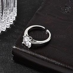 Brass Micro Pave Cubic Zirconia Cuff Open Rings for Women&nbsp;RJEW-B160-04P