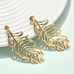 Hollow Leaf 304 Stainless Steel Earrings&nbsp;EJEW-D353-02G
