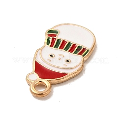 クリスマステーマ合金エナメルペンダント  ライトゴールド  雪だるま  20x11x2mm  穴：2mm&nbsp;X-ENAM-C010-01I