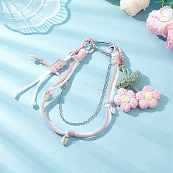 Crochet Puff Flower & Polyester Ropes & Pendant Decorations&nbsp;HJEW-JM04395-01
