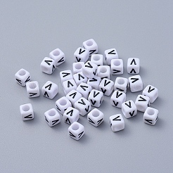 Letter V Cube Acrylic Beads&nbsp;X-PL37C9308-V
