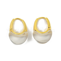 Brass with Transparent Resin Hoop Earrings&nbsp;EJEW-Q391-32G