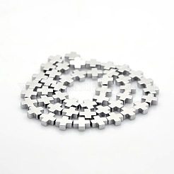Electroplate Non-magnetic Synthetic Hematite Greek Cross Beads Strands&nbsp;G-P061-33