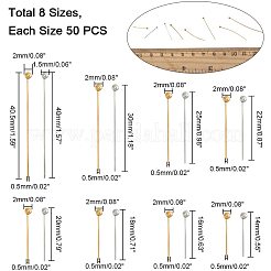 ラックメッキ真鍮ボールヘッドピン  ゴールデン＆シルバー  14~40x0.5mm  ボール：2mm  800個/箱&nbsp;KK-PH0035-62