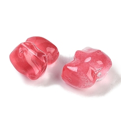 スプレープリントガラスビーズ  象  クリムゾン  11x14x9.5mm  穴：1.2mm&nbsp;GLAA-Z007-04C