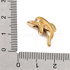 304ステンレススチールヨーロピアンビーズ  大穴ビーズ  イルカ  18KGP本金メッキ  11x18.5x8.5mm  穴：4.5mm&nbsp;SA-CBA5CD0-28G