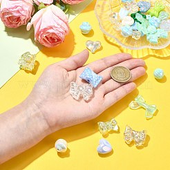 UVメッキアクリルビーズ  混合図形  ターコイズ  8~26x8~30x8~15mm  穴：1.8~3mm  約40個/セット&nbsp;FIND-CJC0010-90B